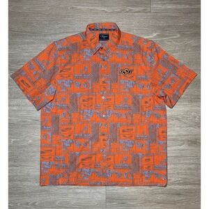 Chiliwear University of Oklahoma State OSU Hawaiian Shirt Men's Size 2XL Salmon